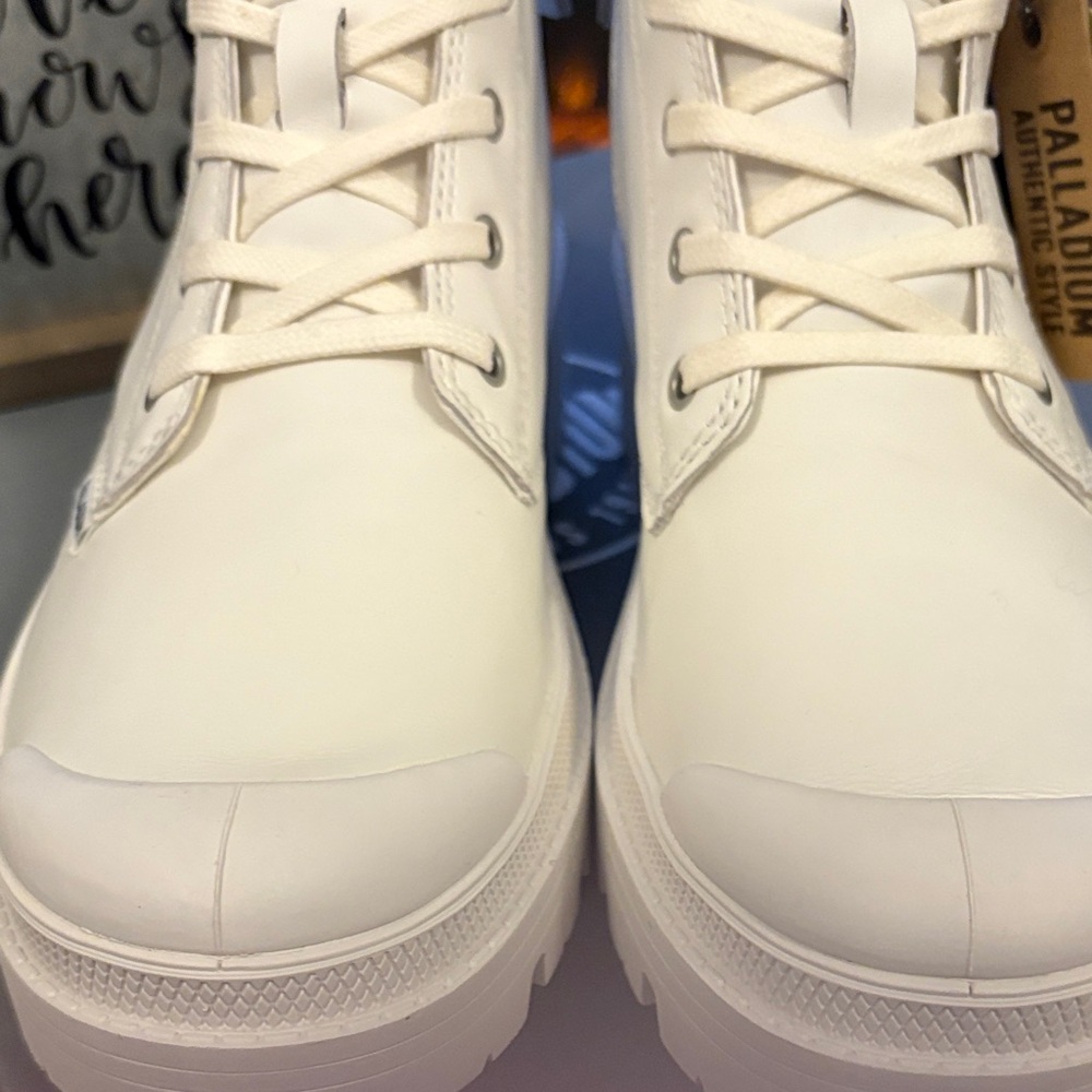 #134 Palladium Women's 9 white/lcream Combat Boots NWTWB organic shock 2 - Picture 5 of 13